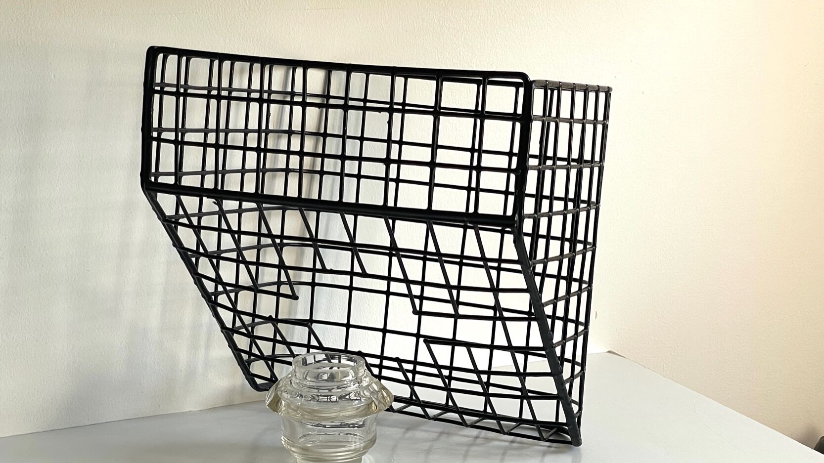 Wall basket steel wire storage vintage