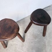 Pair of tripod stools in oak