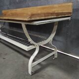 Vintage Baker's Table | Rustic Kitchen Island with Iron Base & Beech Top