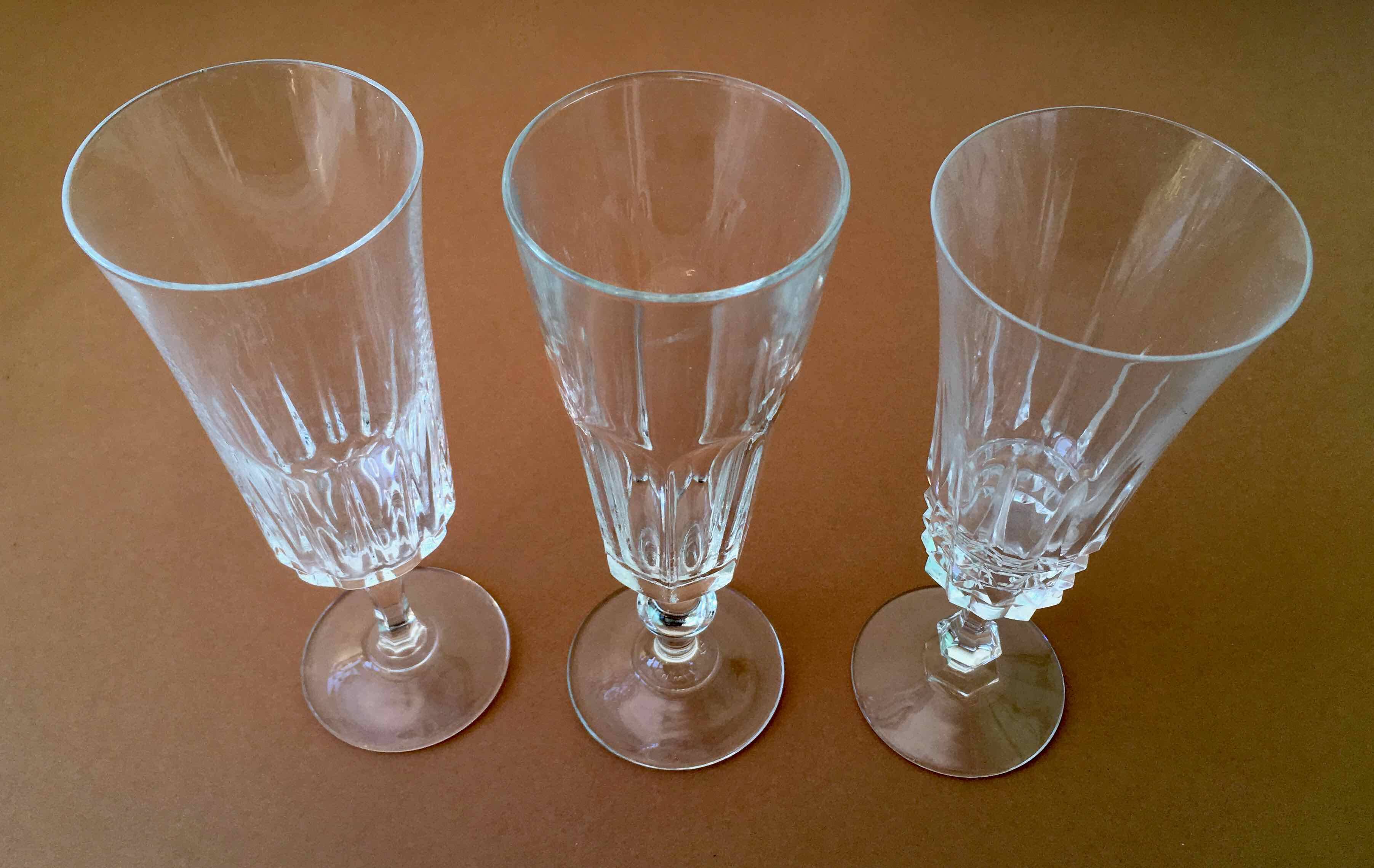 6 dissimilar champagne flutes