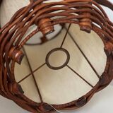 Turned wood lamp.