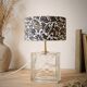 Vintage lamp with glass block and blue floral shade