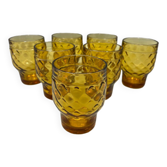 Lot of 8 vintage amber glasses Pernod SA