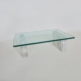 Coffee table in carrara marble and glass