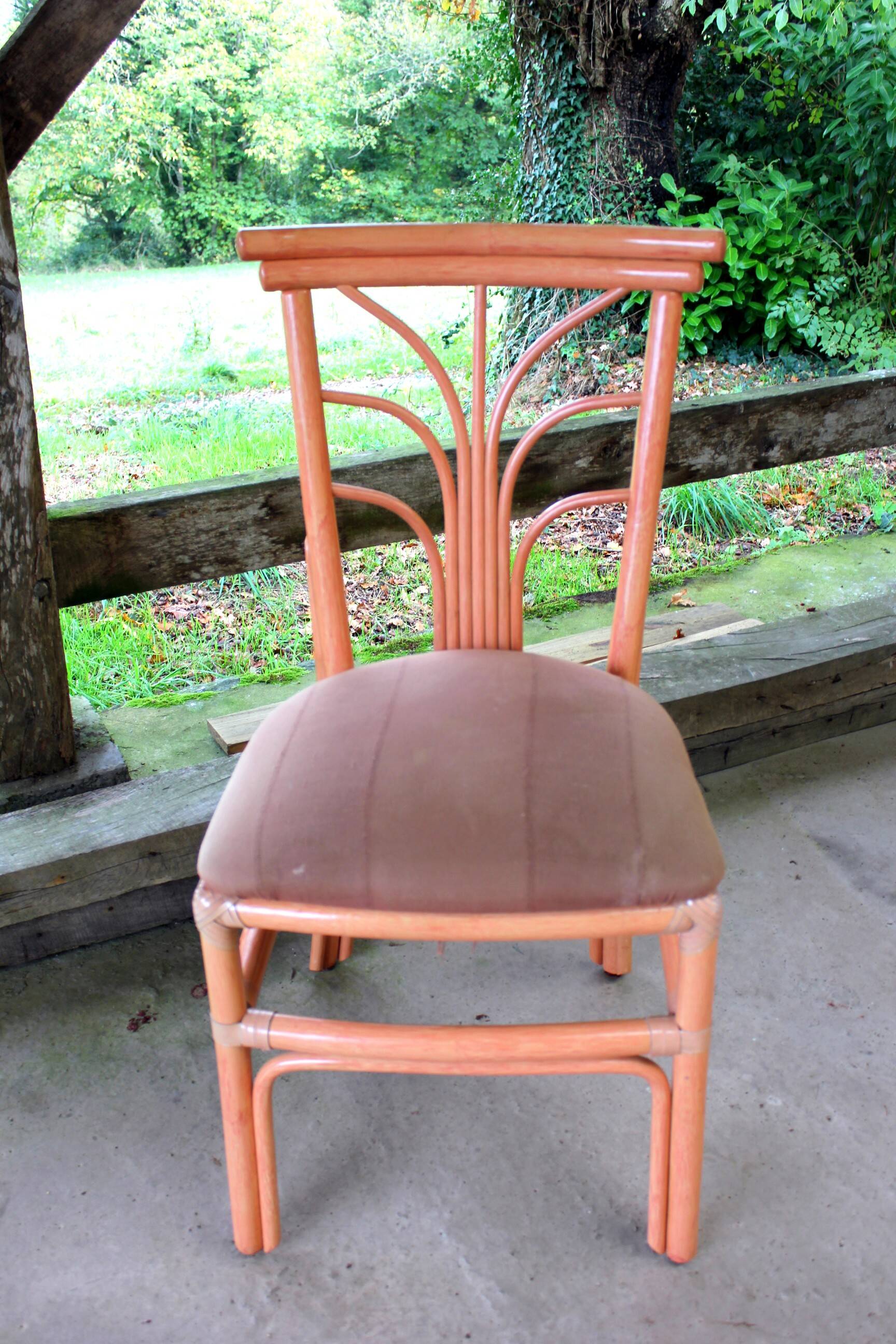 Rattan and beech desk and chair