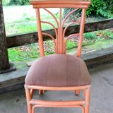 Rattan and beech desk and chair