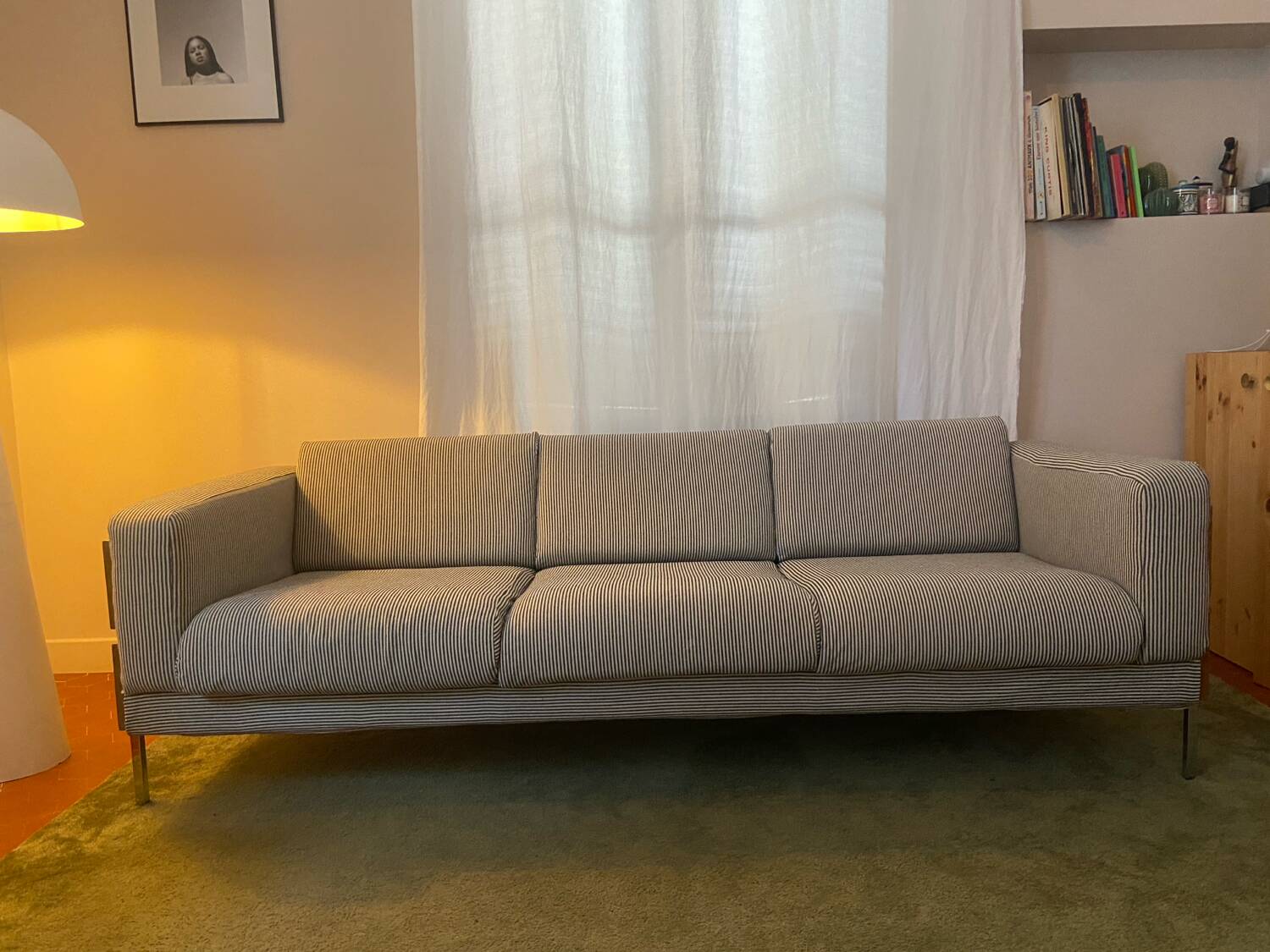 Habitat striped wood and metal sofa