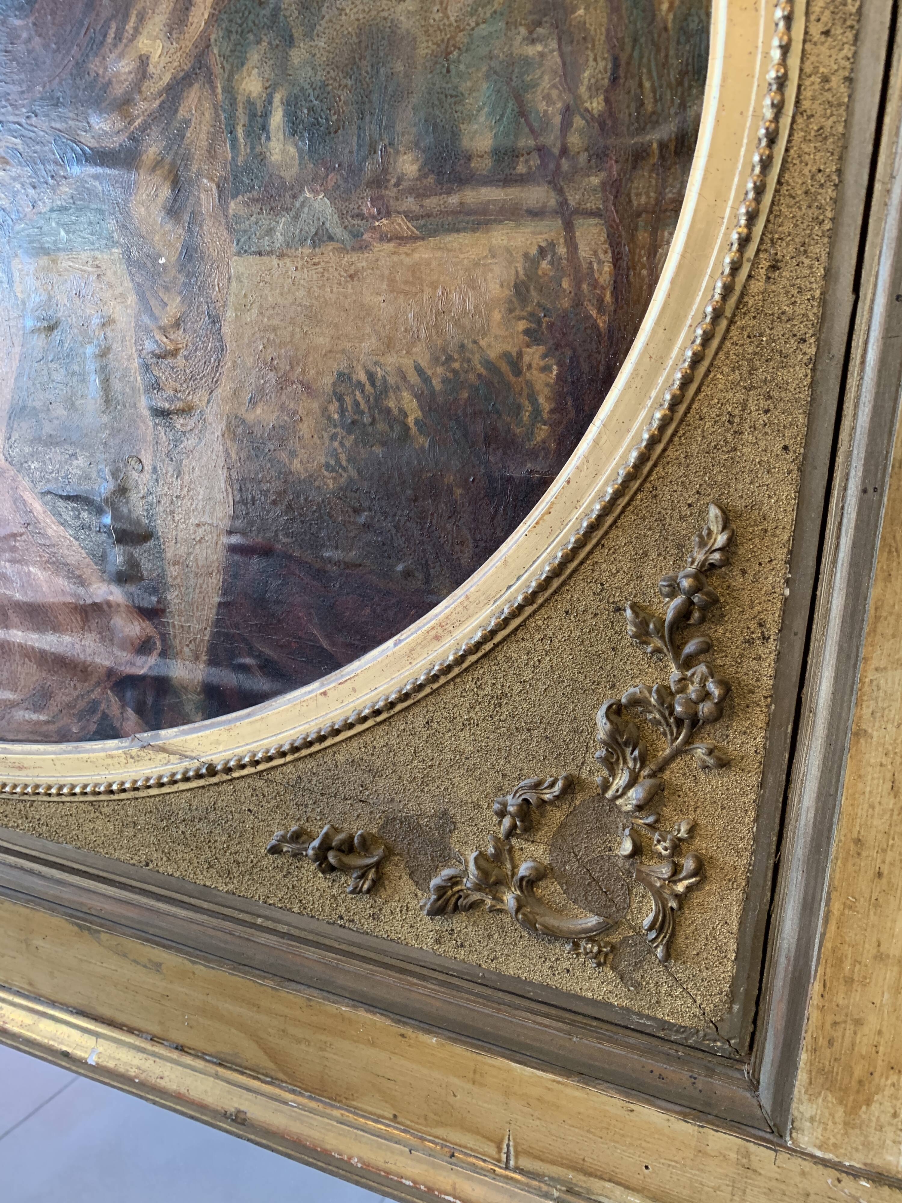 Wooden trumeau and gilded stucco - 175x105cm