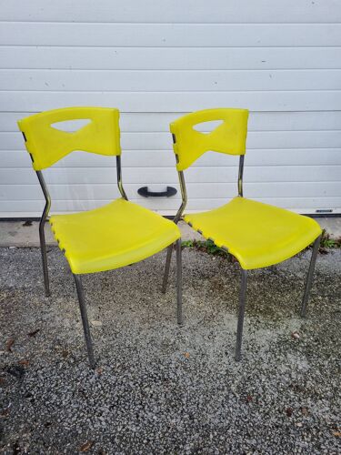 Paire de chaises jaune