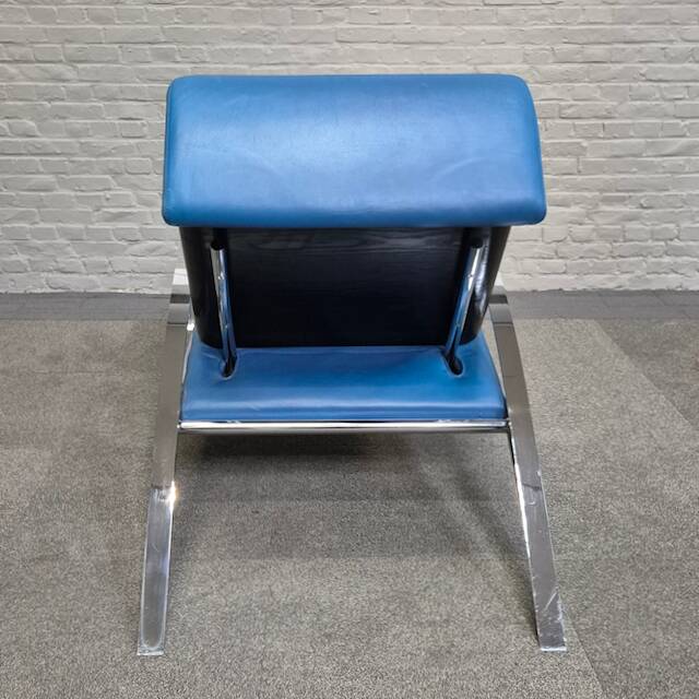 Blue leather lounge chair futuro 3 by massimo iosa ghini for moroso - italy 1980's