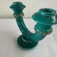 Art Deco candlestick in green and gold glazed ceramic, attributed to Vallauris