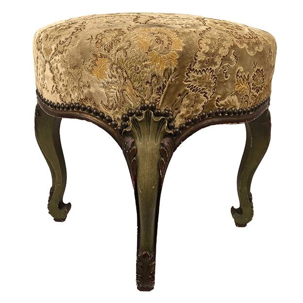 Green lacquered wood stool