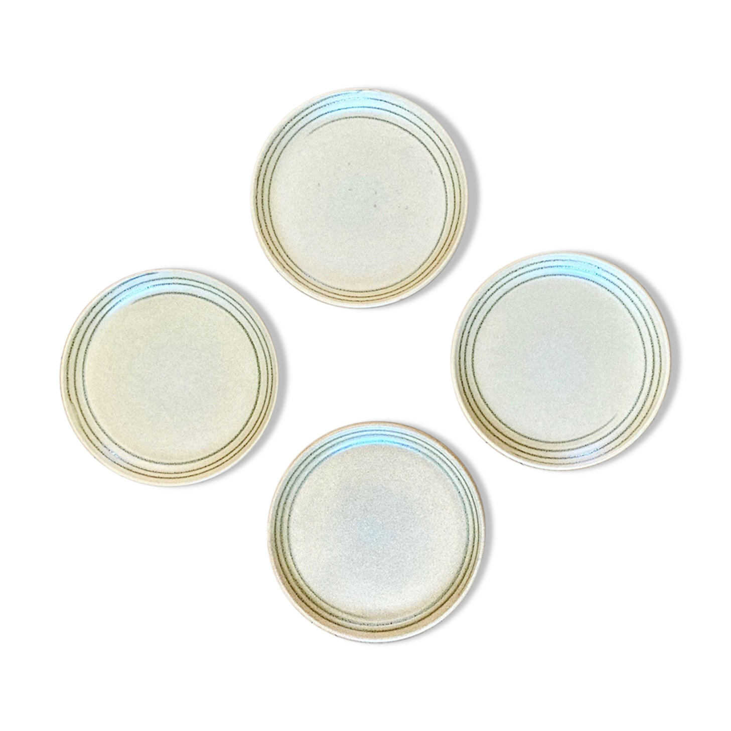 Set of 4 Sarreguemines sandstone flat plates Atelier d'art