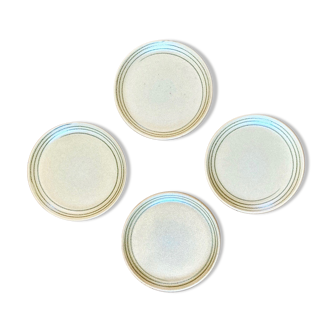 Set de 4 assiettes plates de  grès Sarreguemines Atelier d'art