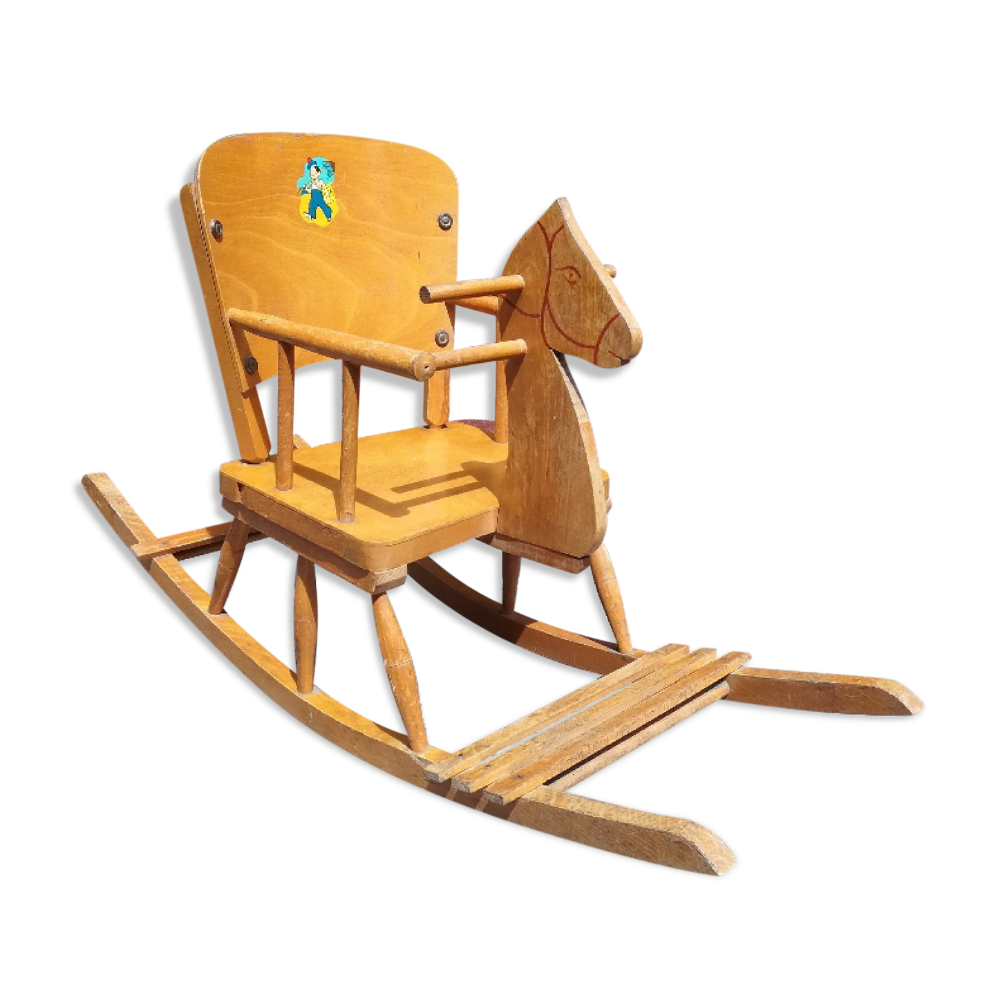 Horse rocking vintage wooden "ficher"