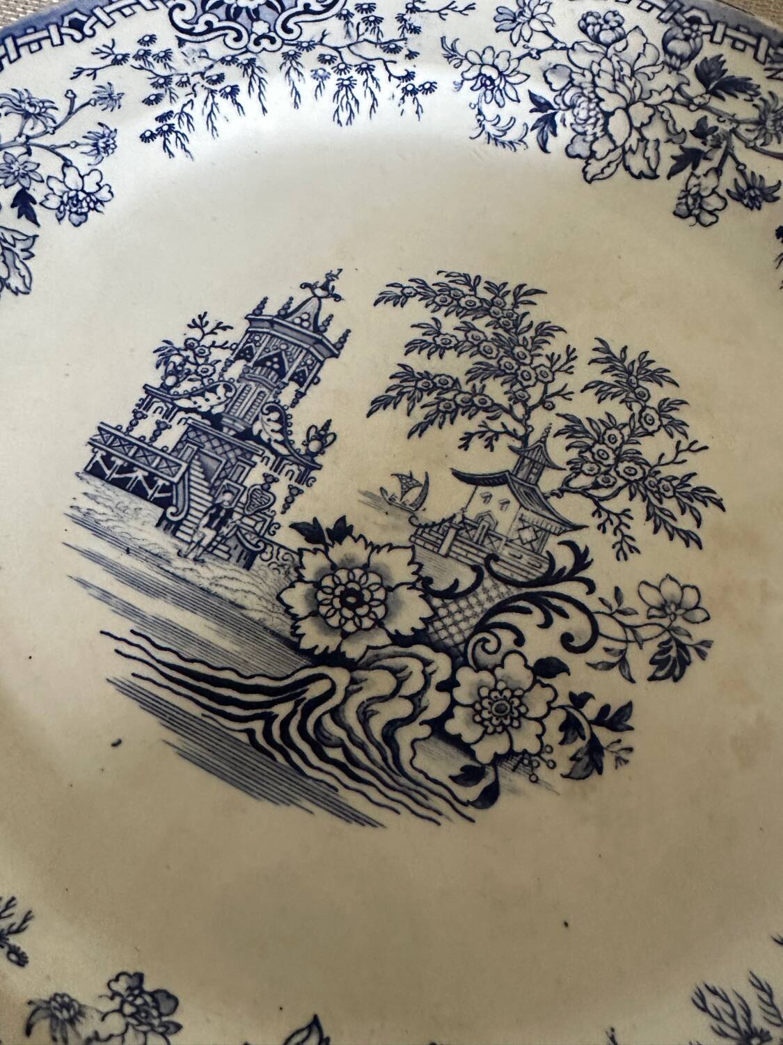 Large round antique dish