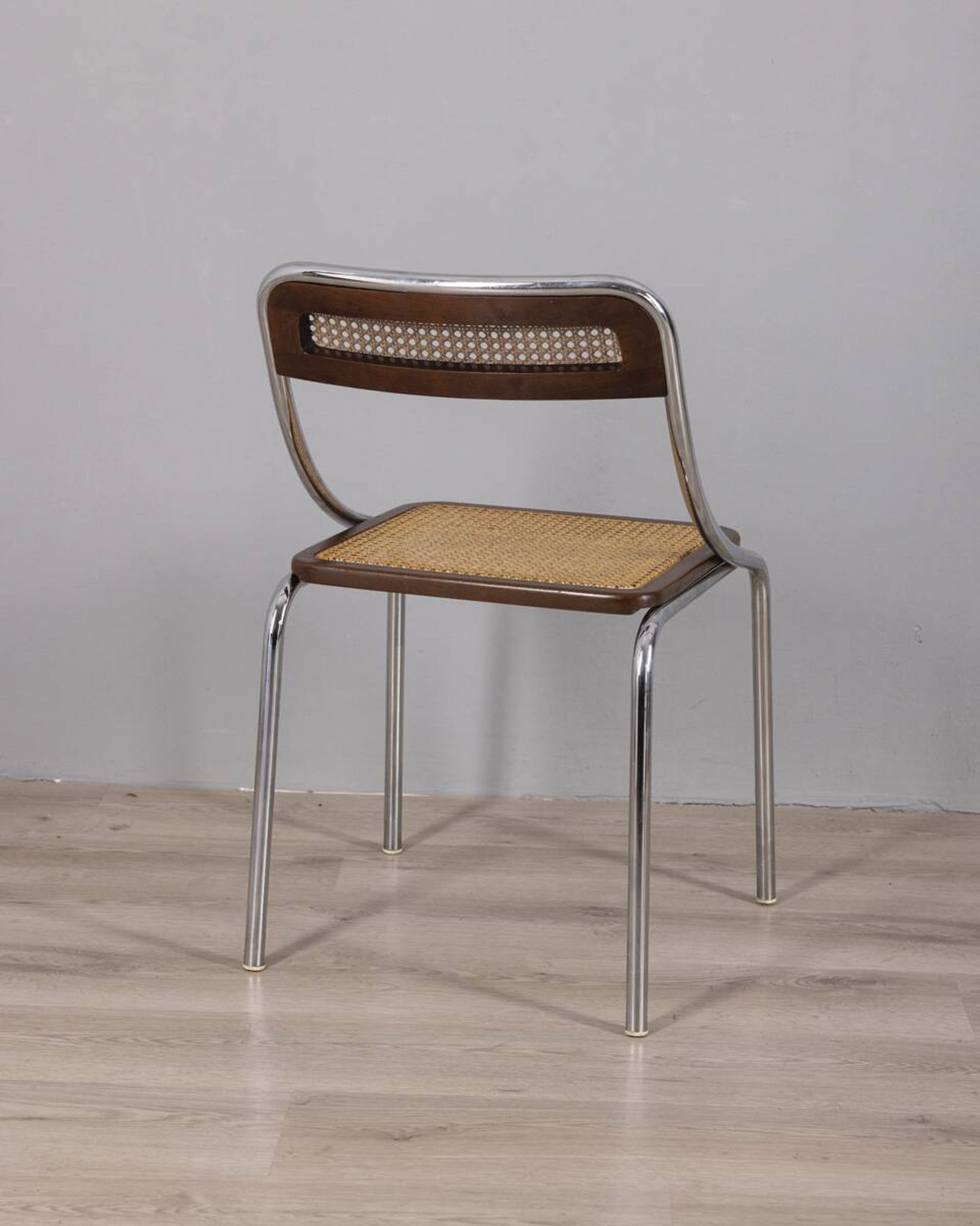 Set of 3 Vintage 1970s Chairs in Metal and Vienna Straw, Italian Design