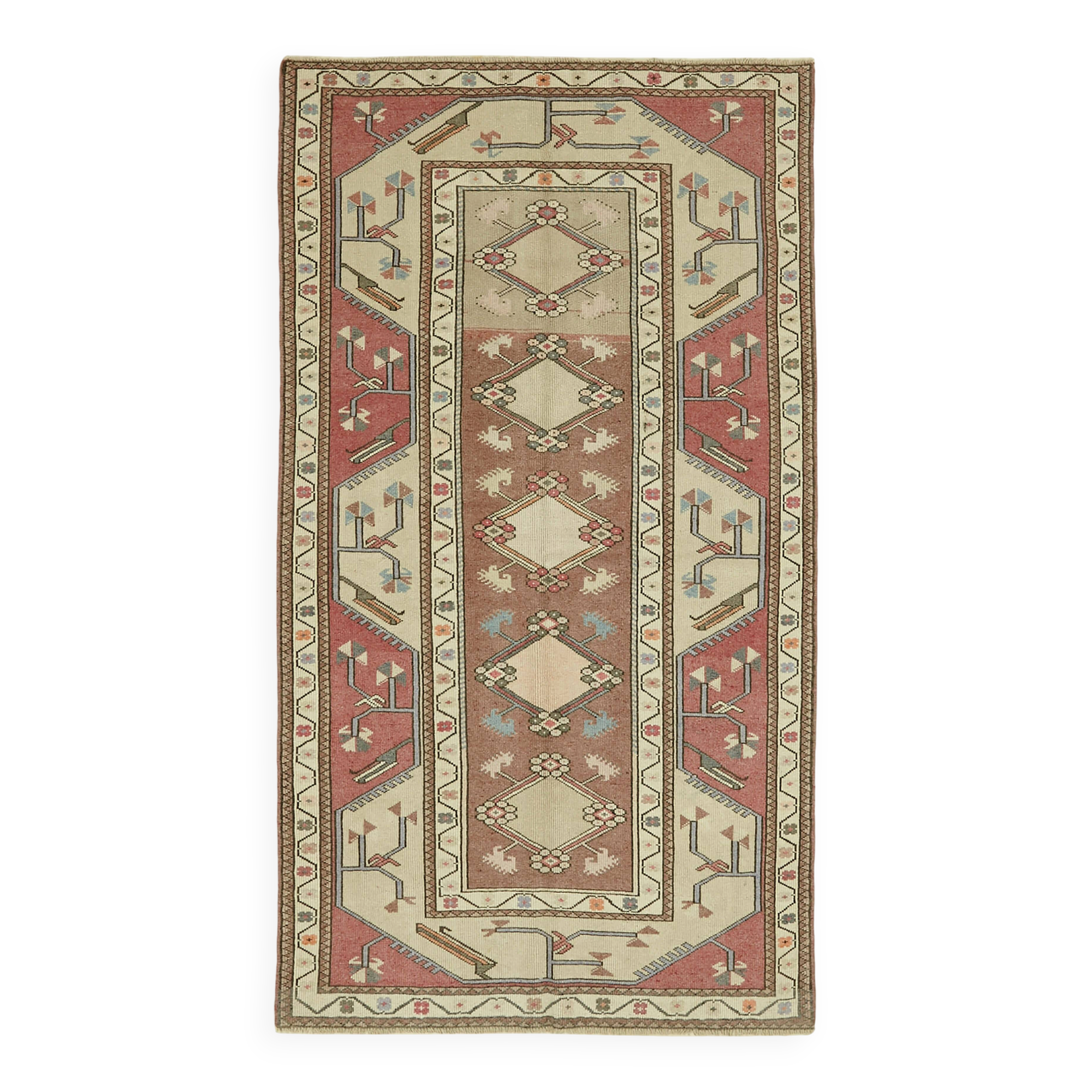 Turkish Vintage Anatolian Rug 127 cm x 225 cm