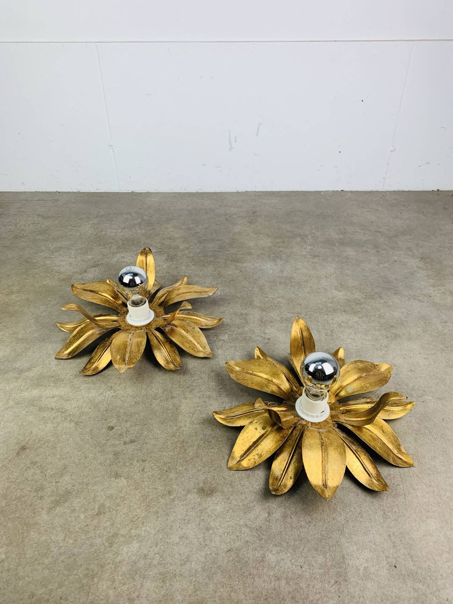 Pair of gilded Florentine wall sconces by SEP Light Firenze, Italy.