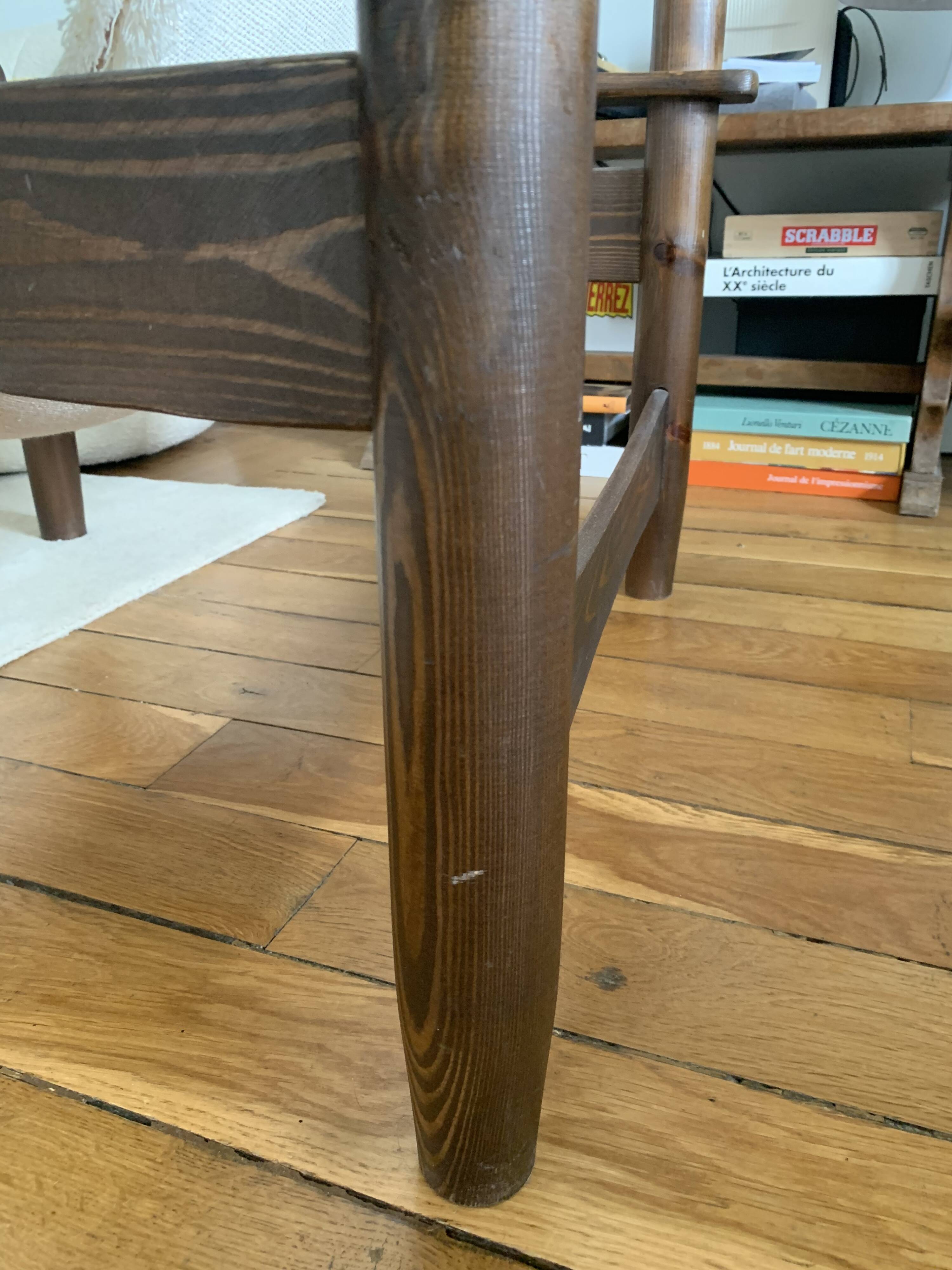 Honoré Safari armchair in wood and beige canvas