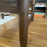 Honoré Safari armchair in wood and beige canvas