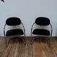 2 armchairs vintage chromed metal and Italian design leather