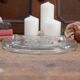 Round decorative glass tray with leaf pattern