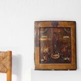 19th Century Traditional Religious oak Icon Mother of God Joy of All Who So