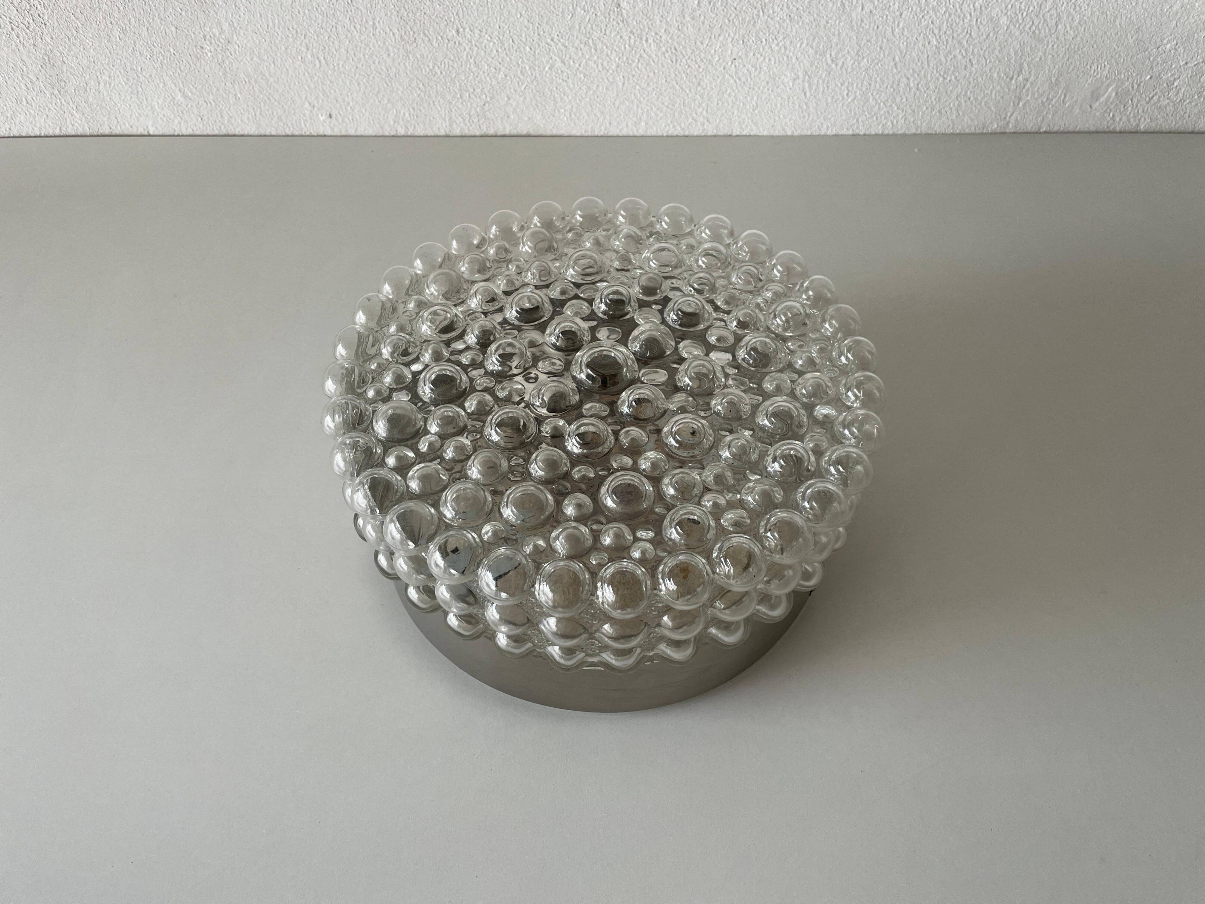 Round bubble glass wall lamp or flush mount by Limburg, 1960s, Germany