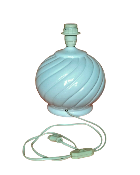 Spiral lamp foot - White glazed ceramic 70's