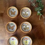 Lot de six sous verres en bambou et papillons