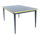 Dining Table, High Gloss Laminate, Brass, Tapered Legs, Navy Blue - L