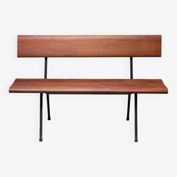 Solid teak bench, Netherlands, 1950s