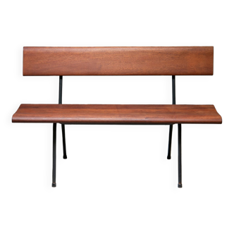 Solid teak bench, Netherlands, 1950s