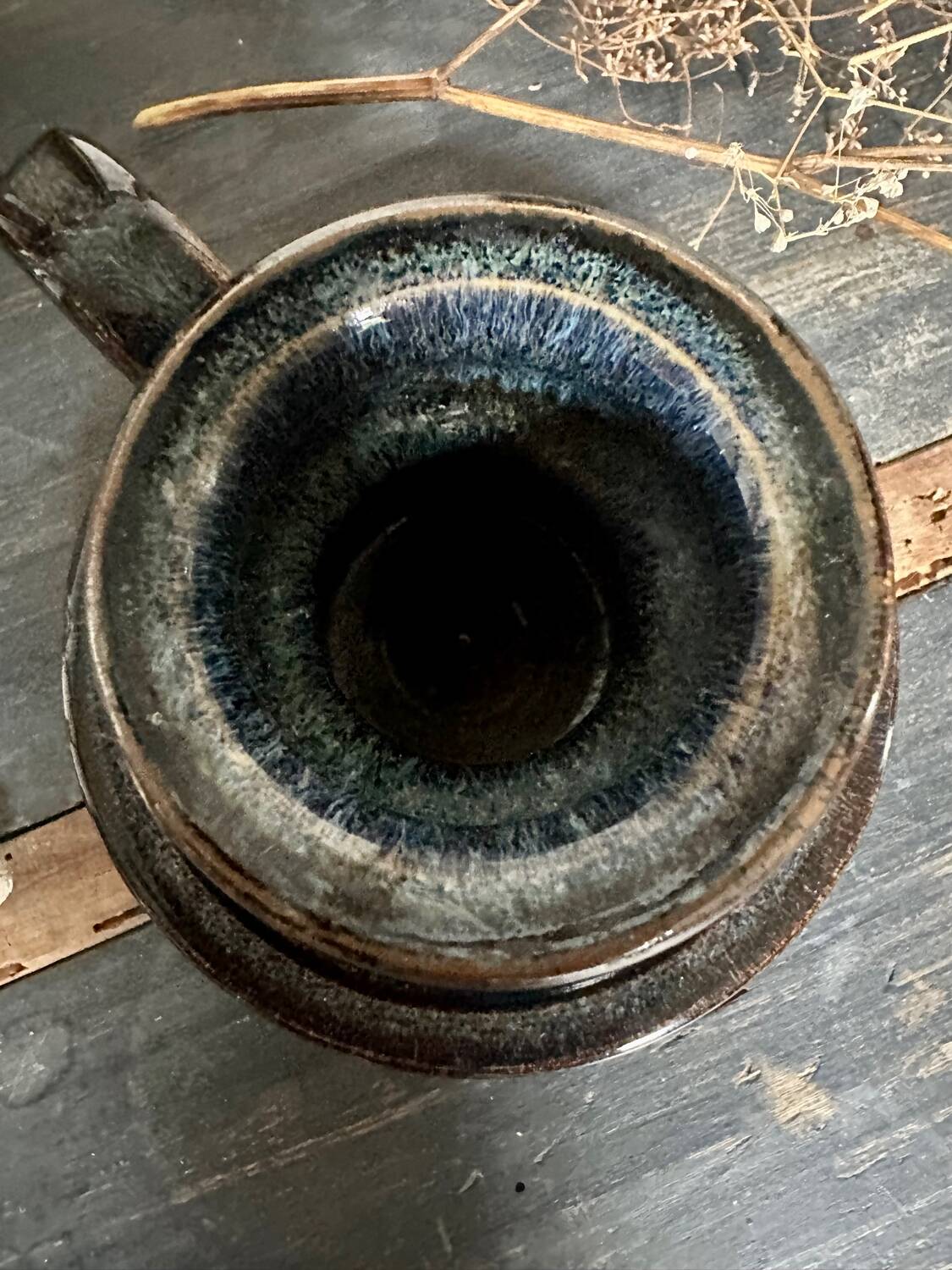 Enameled stoneware candle holder