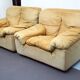 Vintage pair of leather armchairs by Ammannati and Vitelli for Brunati, Italy 1970s.