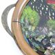 Old serving tray with mother-of-pearl leaf decor / vintage