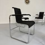 6 chaises noires tubulaires design d'Axel Bruchhäuser modèle D20 bauhaus