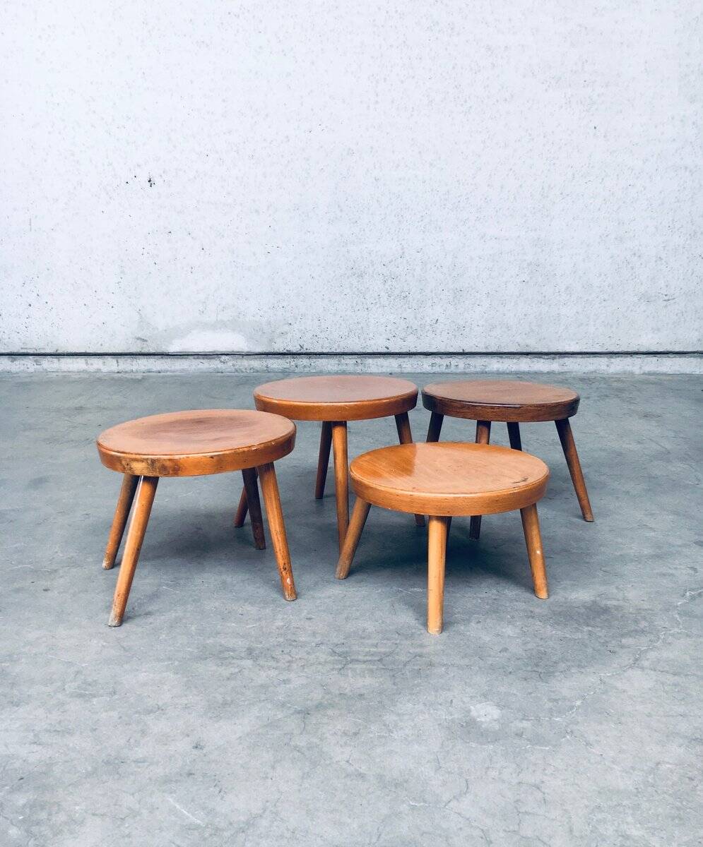 Mid-Century Low Side Table Set, Belgium, 1950s, Set of 4
