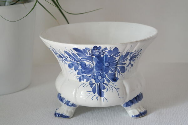Cache pot céramique faïence  bleu delft
