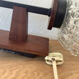 Vintage scandinavian wall lamp wood glass 1970s