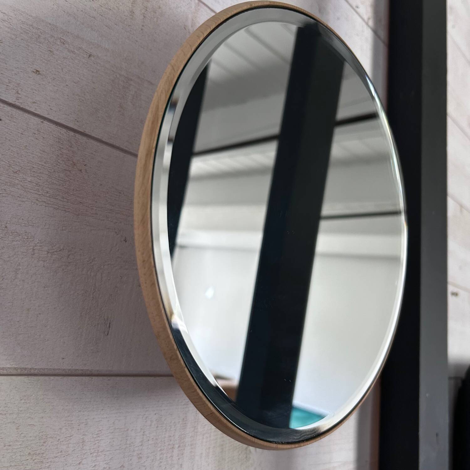 Woud oak beveled mirror