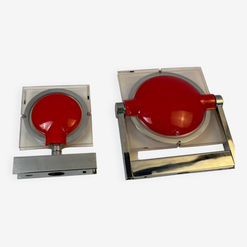 Paire d’appliques modèle keplero de couleur rouge, design par chiaramonte