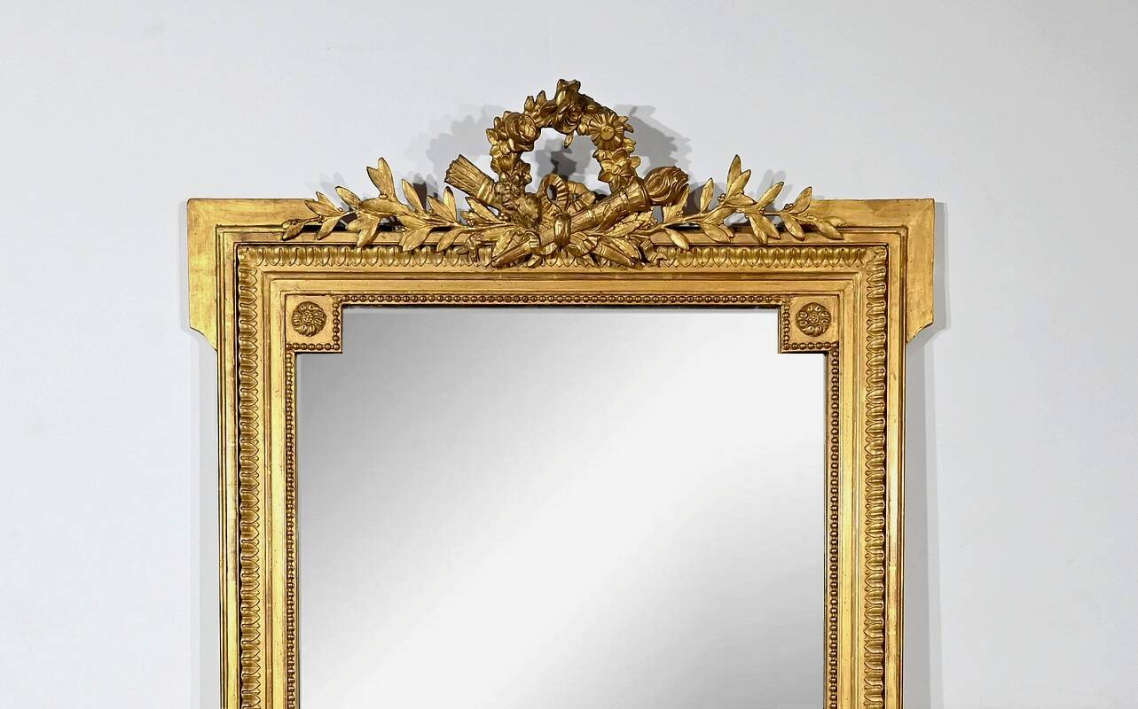 Gilded Wood Mirror, Louis XVI style, Napoleon III period – Mid 19th century