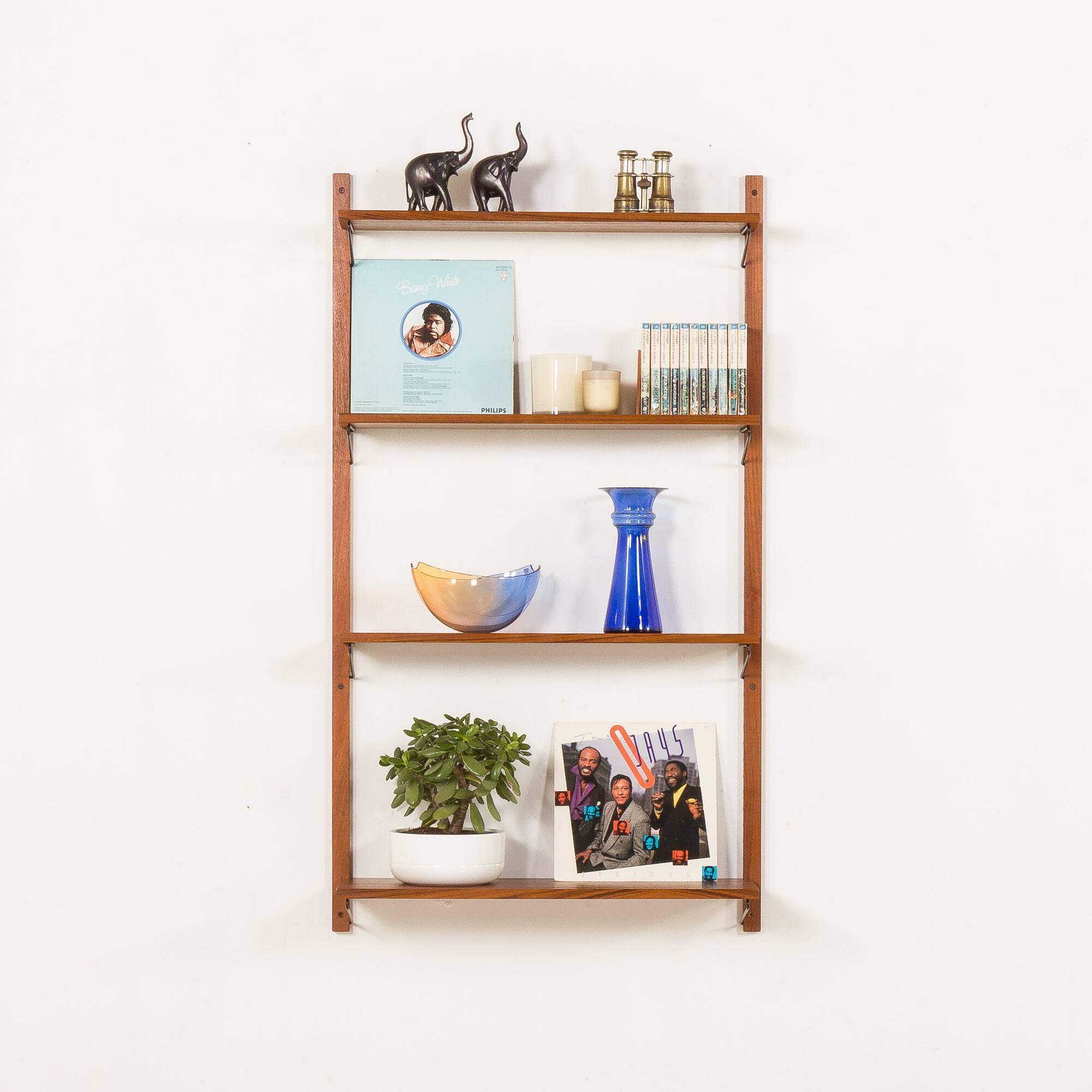 Étagères danoises en teck du milieu du siècle, lot de 4, années 1960