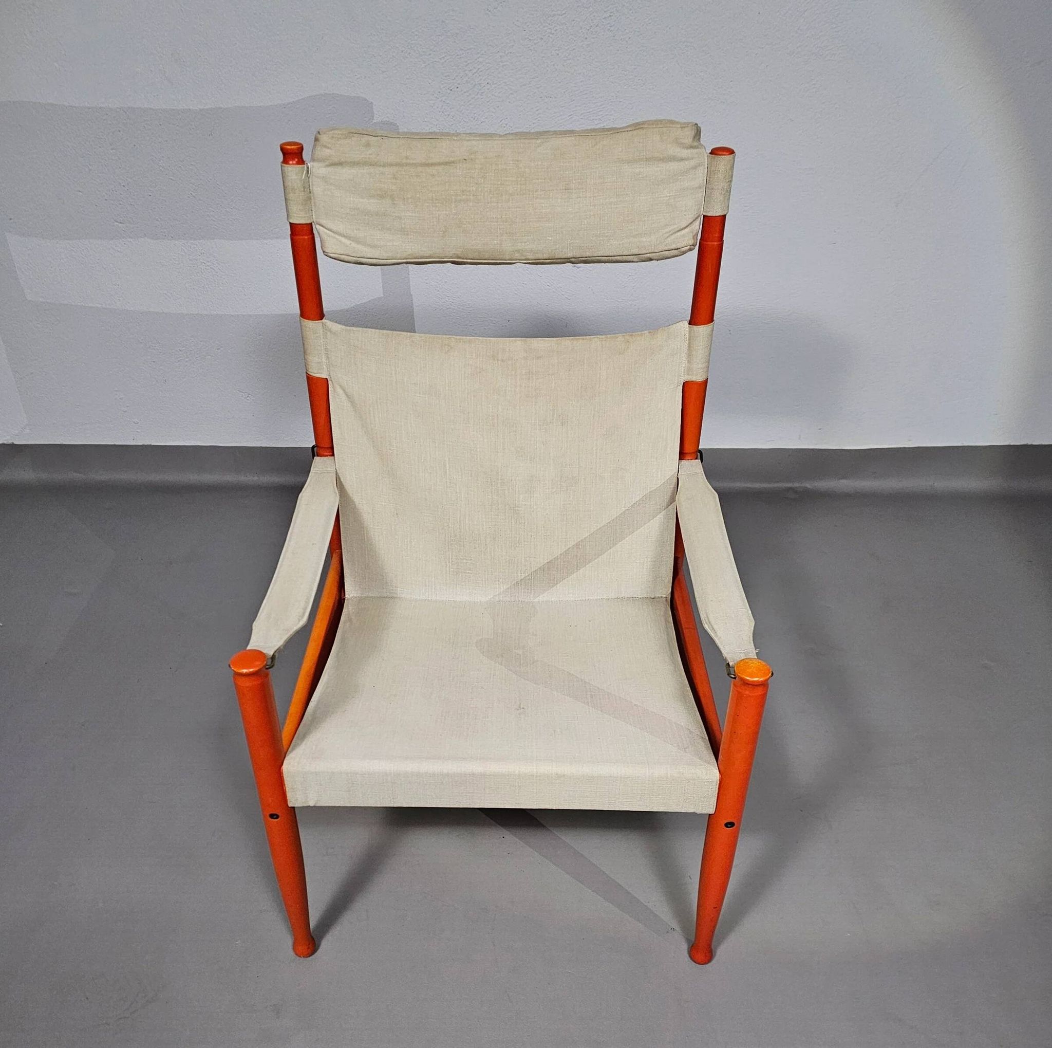 Safari lounge chair, model 30, designed by Erik Worts and manufactured by Niels Eilersen, Denmark 1960.