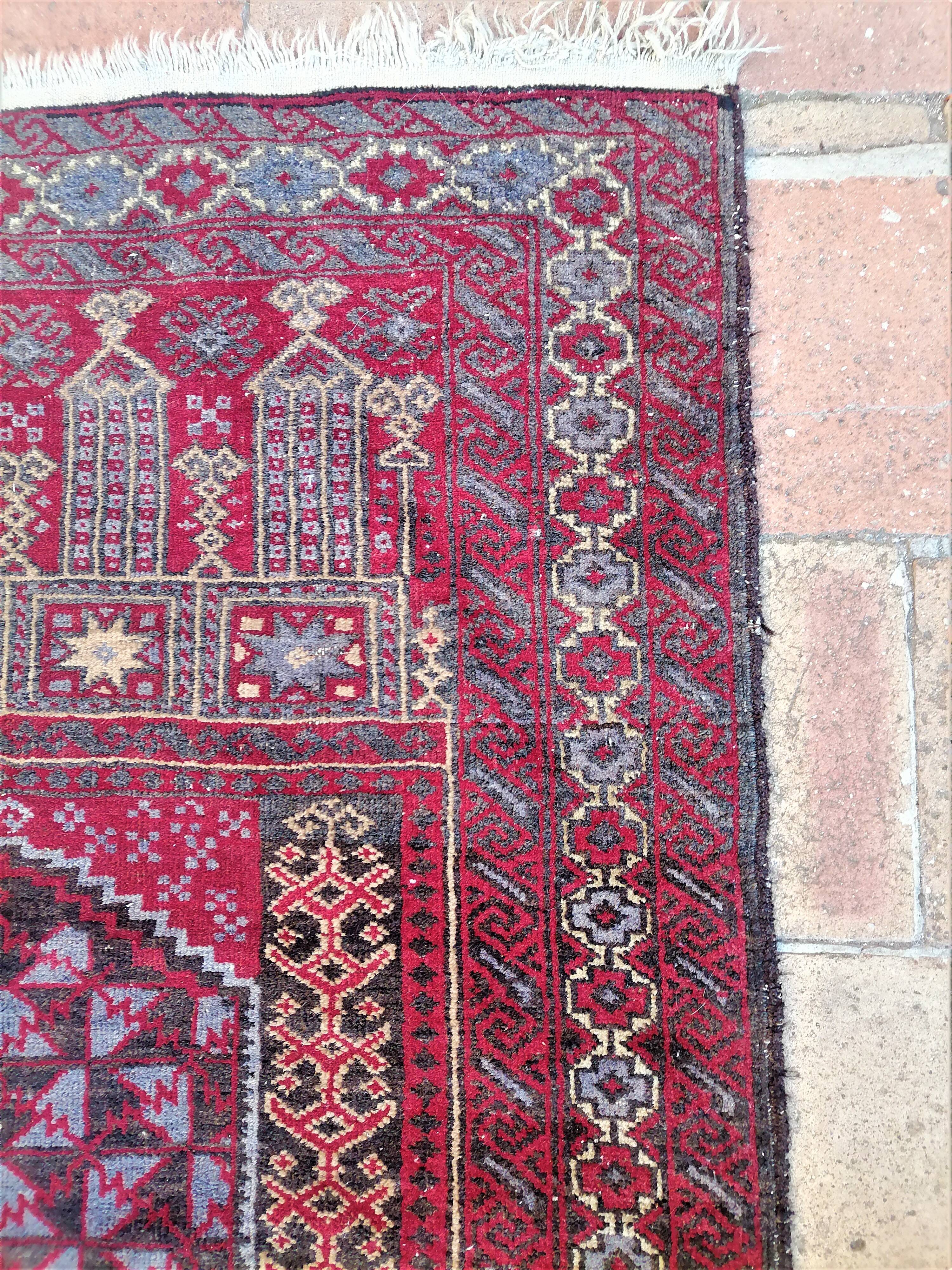 Ancient oriental prayer mat. ( 143 x 92 )