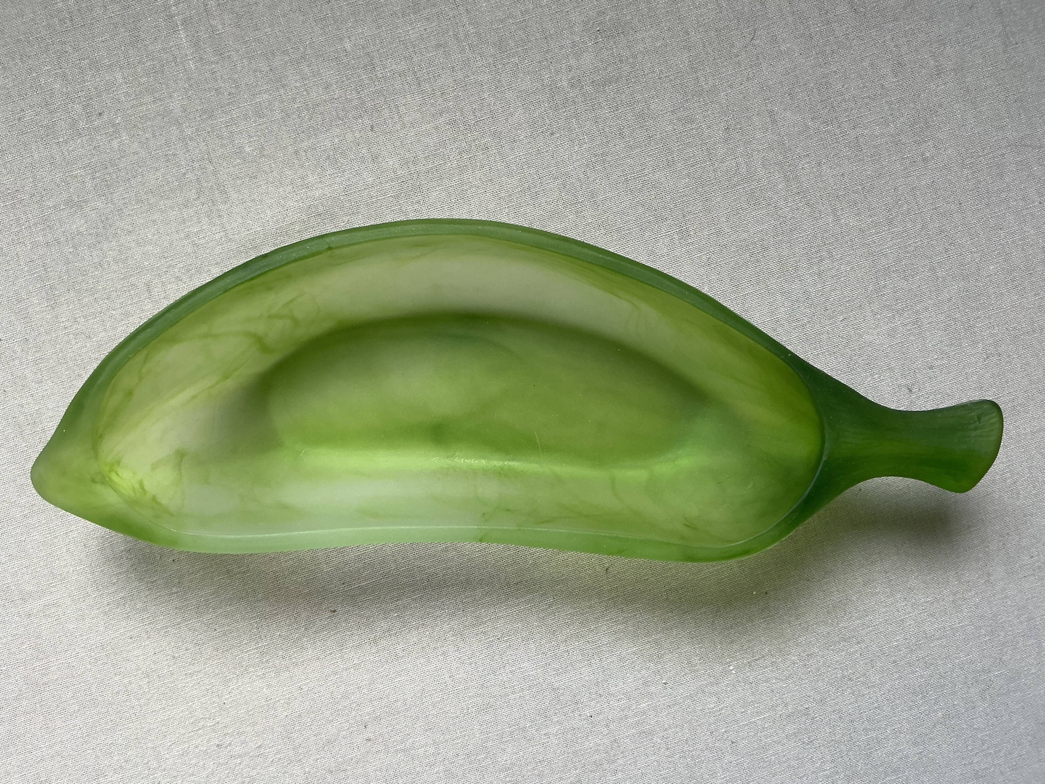 Art Deco organic coupe La Rochère in frosted jade green glass – France