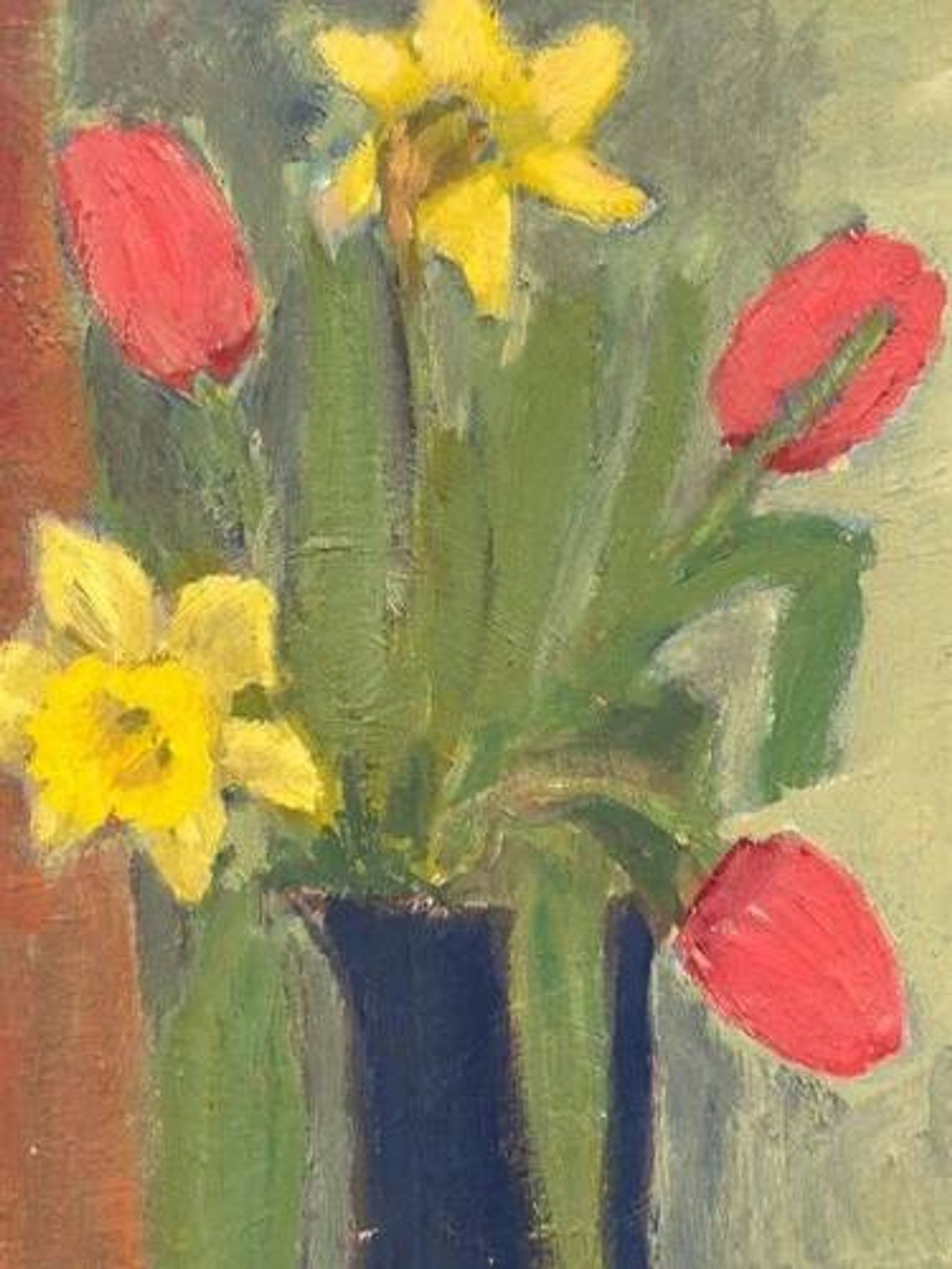 Swedish Oil on Panel “Spring Bouquet” by K Lundquist, Vintage & Framed 40×48cm