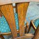 4 solid wood dining chairs with green fabric Louis Philippe 198